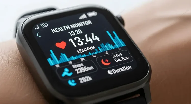 pngtree smartwatch displaying health monitoring data including heart rate and step count image 20203530
